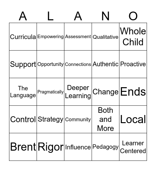 Alan Bingo Card