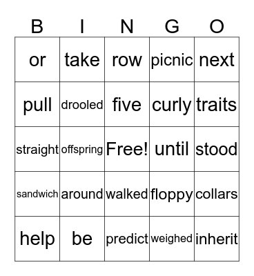 Unit One Week One Bingo Card