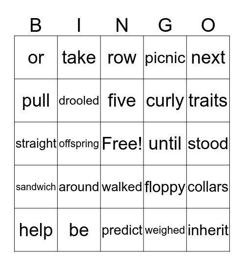 Unit One Week One Bingo Card