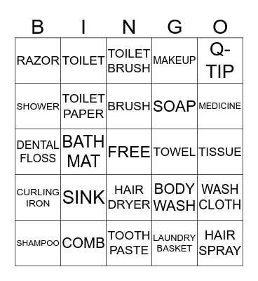 BATHROOM BINGO Card