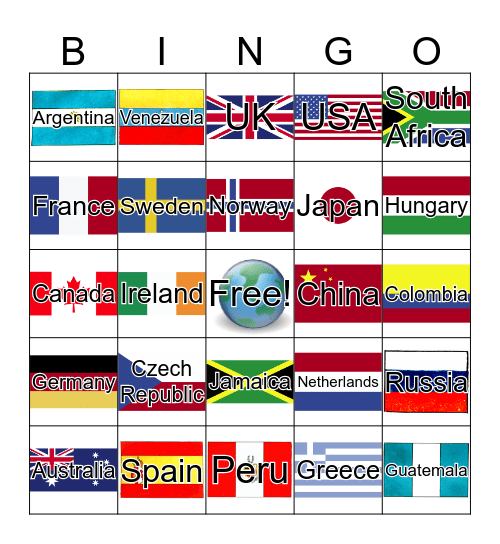 Around the World Bingo Card