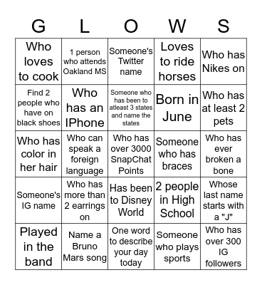 ***SOCIAL BINGO*** Bingo Card