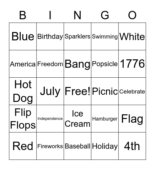 Holiday History Bingo Card