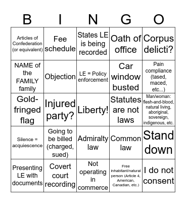 SovCit Bingo Card