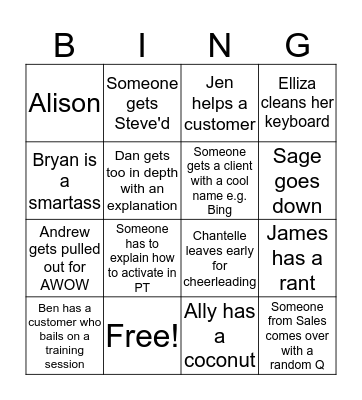 OBT Bingo Card