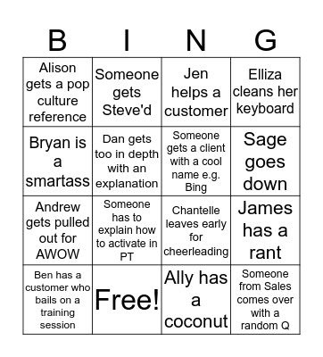 OBT Bingo Card