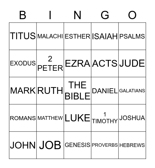 BOOKS OF THE BIBLE Bingo Card