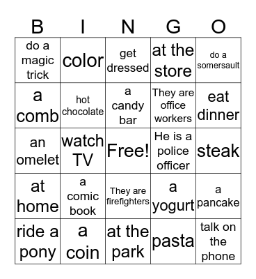 Lets Go 2 Units 1-8 Bingo Card