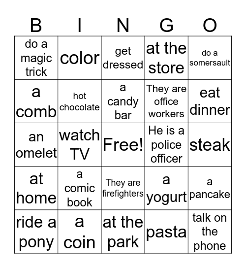Lets Go 2 Units 1-8 Bingo Card