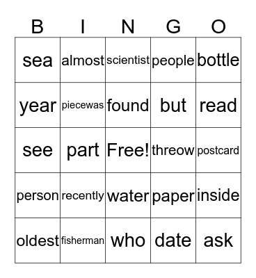 A message from the past Bingo Card