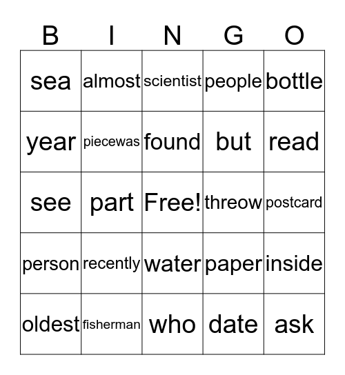 A message from the past Bingo Card