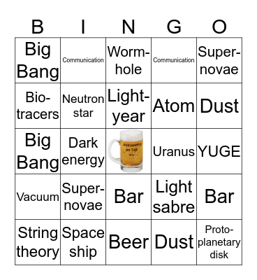 Astronomy on Tap Oslo July 3rd 2017 Bingo Card