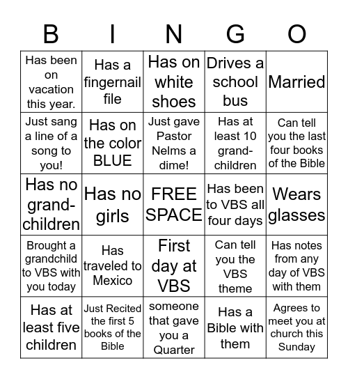 PEOPLE BINGO Card