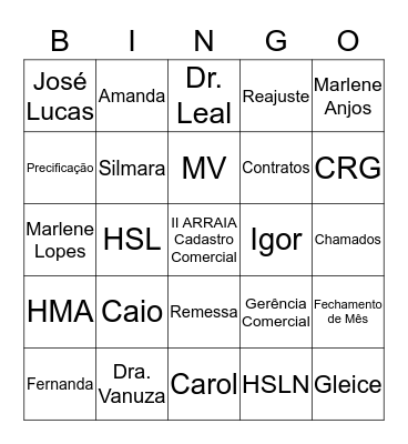 II ARRAIA - CADASTRO COMERCIAL Bingo Card