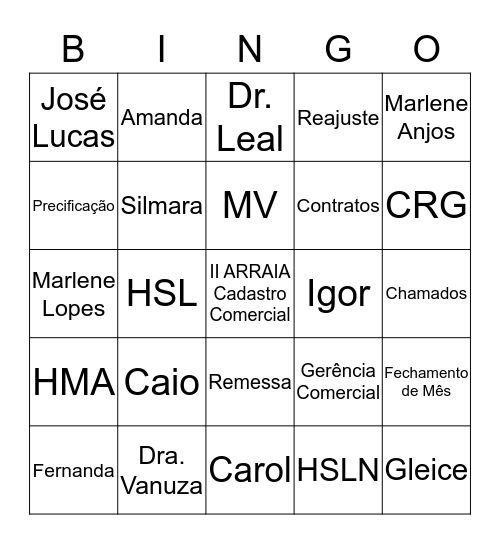 II ARRAIA - CADASTRO COMERCIAL Bingo Card