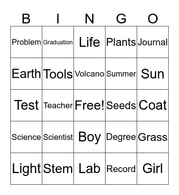 VOCABULARY BINGO Card