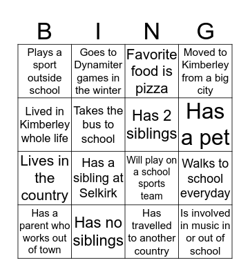 Getting to Know You Bingo Card