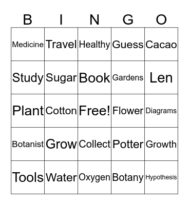 Vocabulary Bingo Card