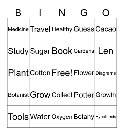 Vocabulary Bingo Card