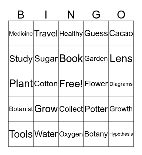 Vocabulary Bingo Card