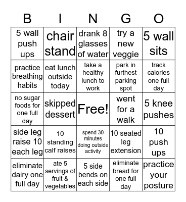 HEALTHY BINGO Card