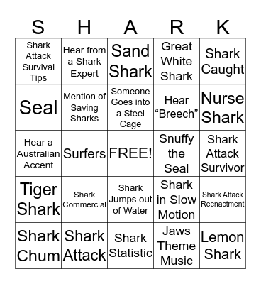 SEA LIFE MN--Shark Week Bingo  Bingo Card