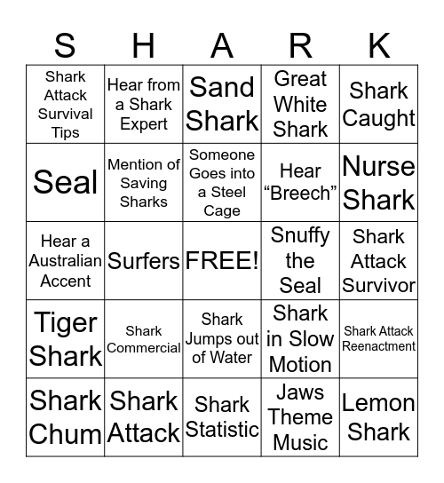 SEA LIFE MN--Shark Week Bingo  Bingo Card