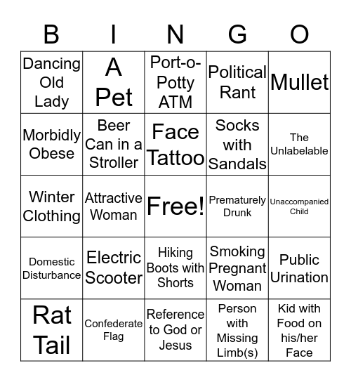 Sawdust Days 2017 Bingo Card