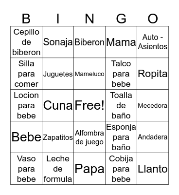 Baby shower bingo Card