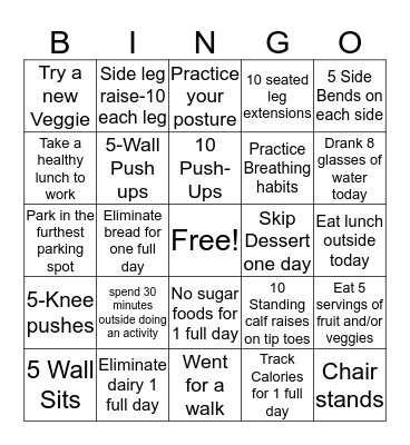 HEALTHY BINGO Card