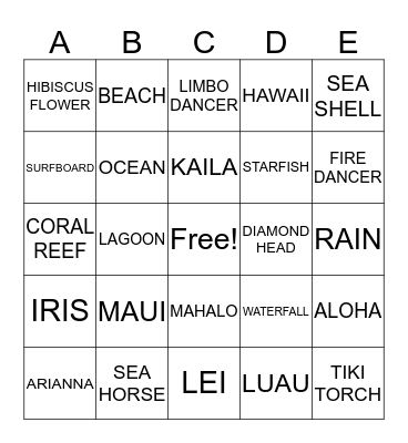 BINGO PARTY  Bingo Card