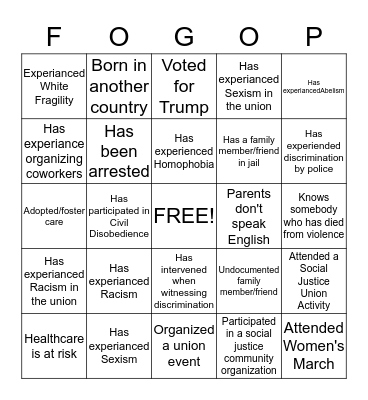Getting to know YOU and Me! Bingo Card