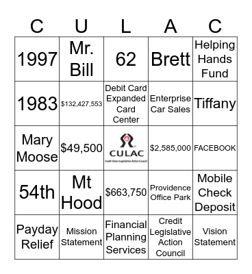 CULAC BINGO 2017 Bingo Card
