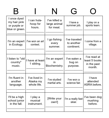 Breaking the Ice at ASRA Bingo Card