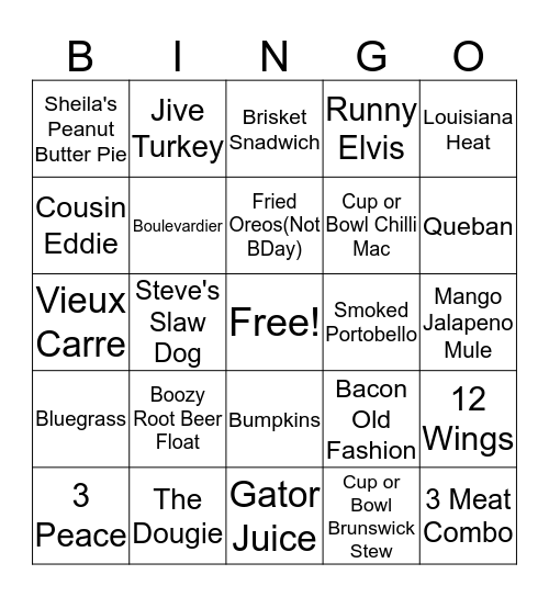 Sauced Bingo Card