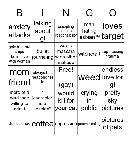 cassidy bingo  Bingo Card