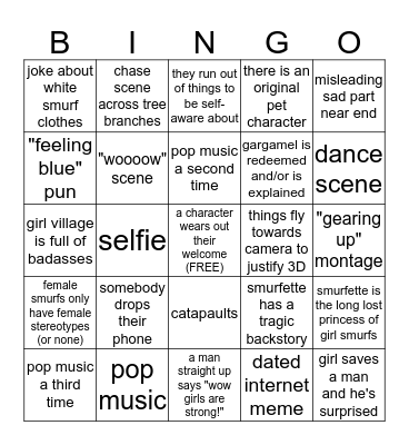 Smurfs Bingo Card