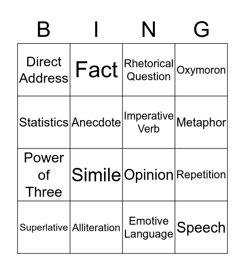 Persuasive Devices Bingo Card