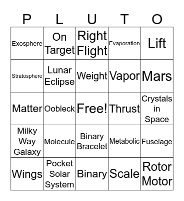 Astro Camp Bingo Card