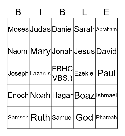 BIBLE BINGO Card