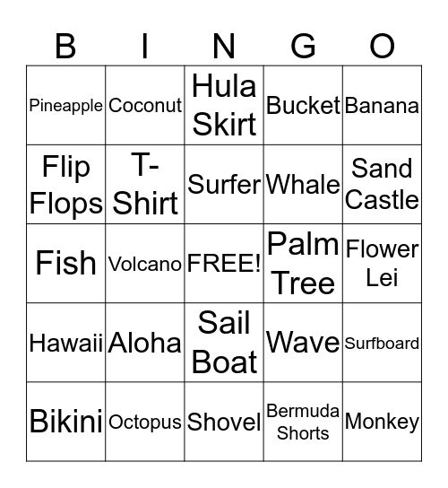 Aloha Bingo Card