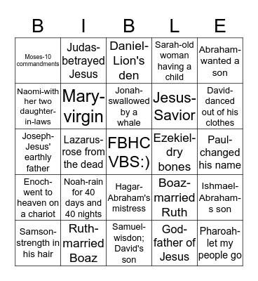 BIBLE BINGO Card