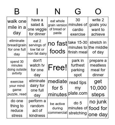 HEALTHY BINGO Card