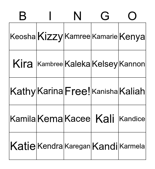 Here Comes Baby K....... Bingo Card