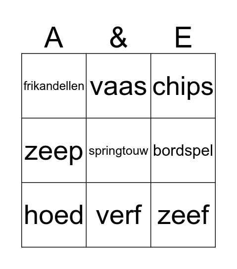 Appel en ei spel Bingo Card