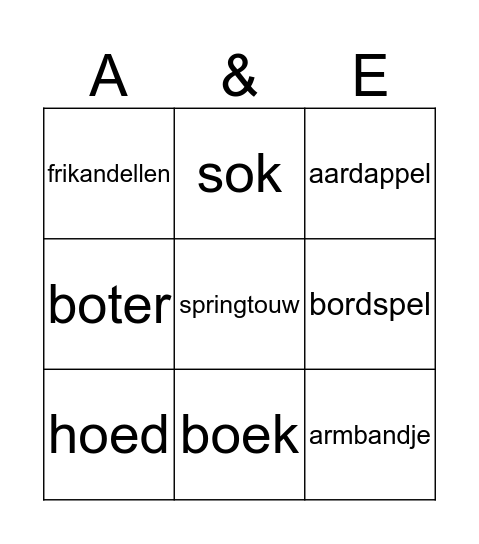 Appel en ei spel Bingo Card