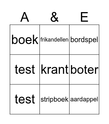 Appel en ei spel Bingo Card