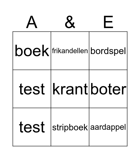 Appel en ei spel Bingo Card