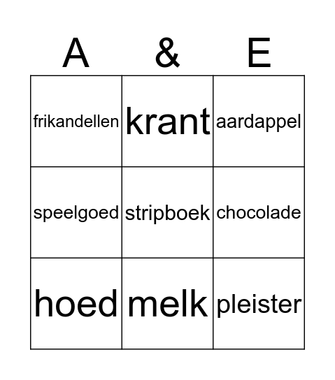 Appel en ei spel Bingo Card