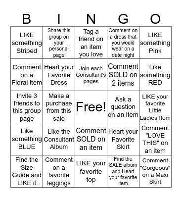 Team Ohana BINGO Card